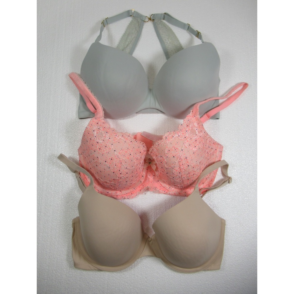 3 Victoria's Secret Bras Lot Bundle 32DD Incredible Lace T-Shirt Underwire